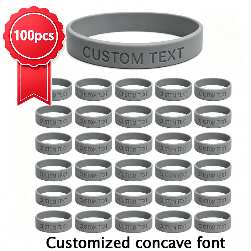 100pcs Custom Silicone Wristbands, Personalised Gift Set